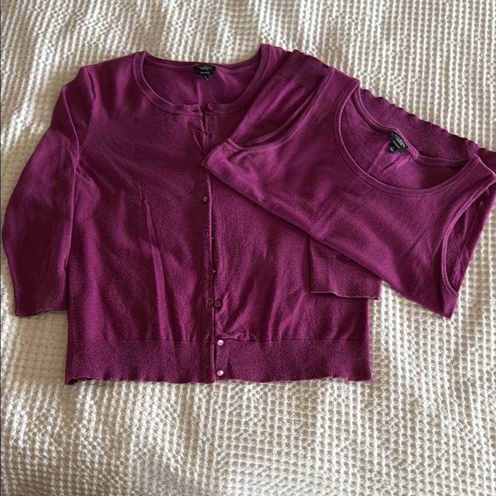Talbots Purple Button-Up Cardigan Set - Picture 12 of 12